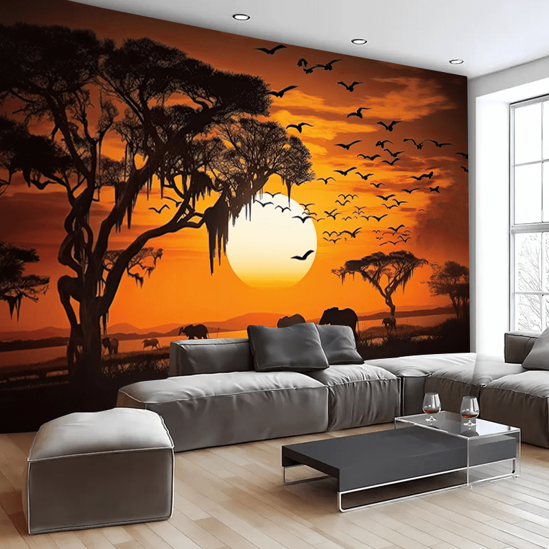 Photography Aesthetic - Serengeti Sunset Safari Tapestry Afrikaanse Savanne