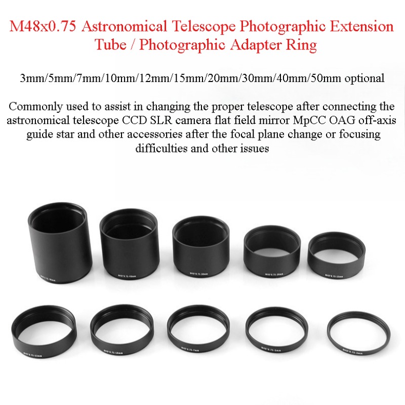 Photography Youtube - M48X0.75 T2 Verlengbuisring 3/5/7/10/12/15/20/30/40/50mm Telefoto Adapter