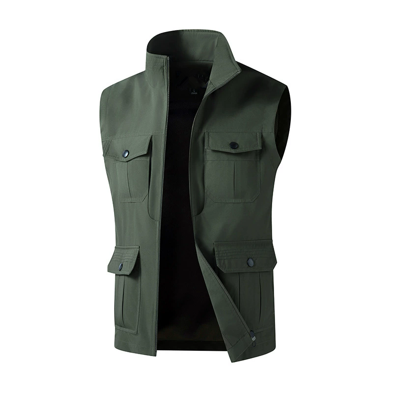 Photography Jacket - Herenvest zonder mouwen, multi-pocket, opstaande kraag,