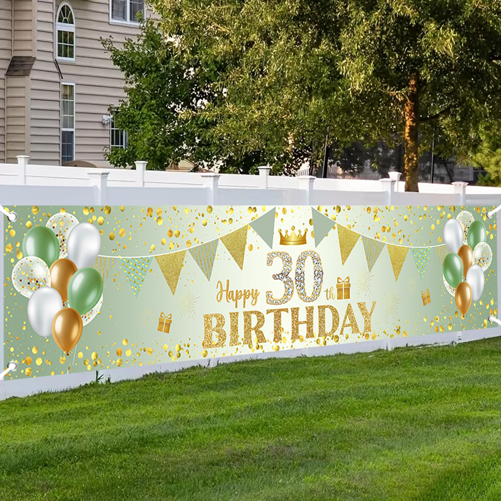Photography Aesthetic - Gouden Groene Verjaardagsbanner voor 30e, 40e,