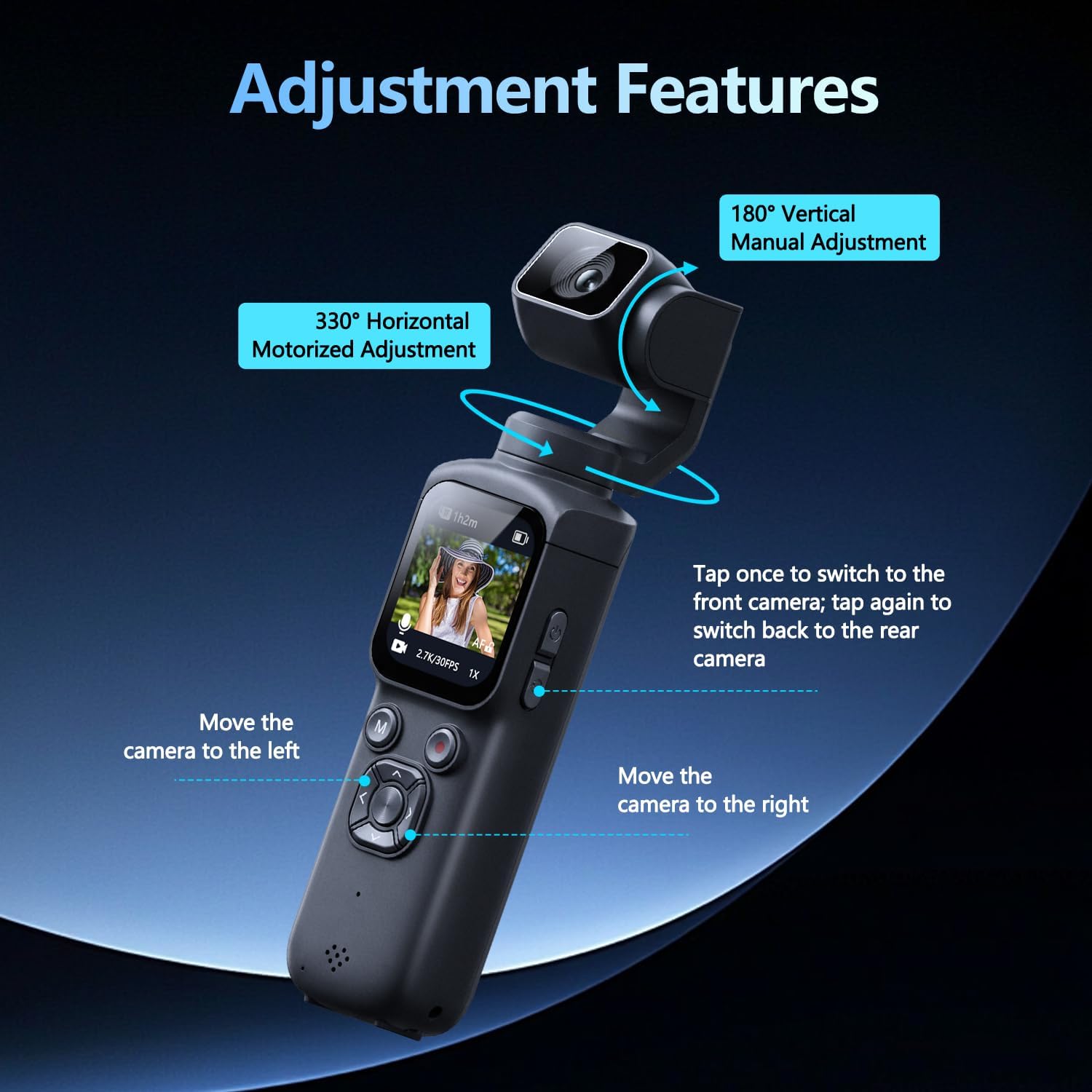 Photography Pro - Zakformaat 3-assige gimbal vlogcamera 4K videorecorder